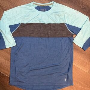 Smartwool Ultralite Mountain Bike 3/4 Sleeve Tee Shirt Mens Large Merino Wool
